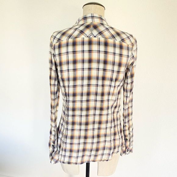Gap Plaid Button Down Long Sleeve Collard Shirt Size Medium Western - Picture 2 of 3